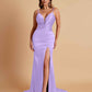 Sexy Soft Satin V-neck Spaghetti Strap Side-Slit Mermaid Bridesmaid Dresses