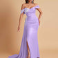 Elegant Soft Satin Mermaid Off Shoulder Floor-Length Mermaid Bridesmaid Dresses