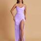 Sexy Soft Satin Mermaid V-neck Side Slit Floor-Length Bridesmaid Dresses Online