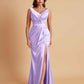 Elegant V Neck Soft Satin Side Slit Floor-Length Mermaid Bridesmaid Dresses