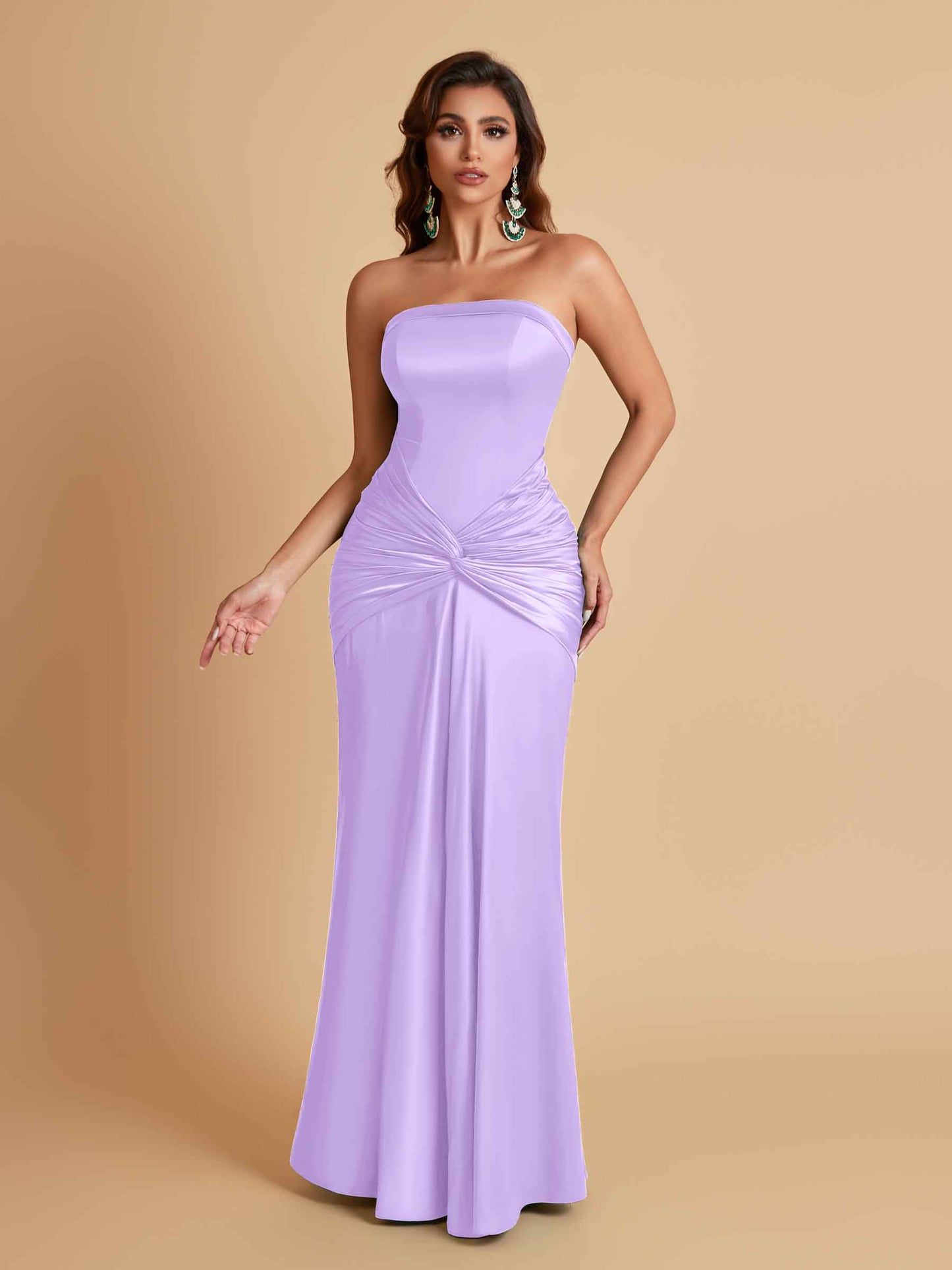 Sexy Soft Satin Mermaid Strapless Floor-Length Mermaid Bridesmaid Dresses