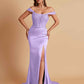 Sexy Soft Satin V-neck Off-the-shoulder Strapless Side-Slit Mermaid Bridesmaid Dresses