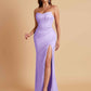 Sexy Strapless Soft Satin Side Slit Floor-Length Mermaid Bridesmaid Dresses