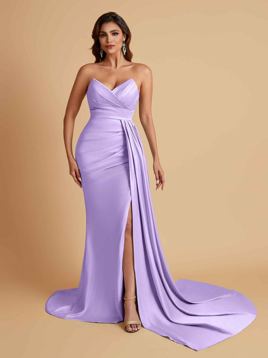 Sexy Soft Satin Mermaid V-neck Floor-Length Mermaid Bridesmaid Dresses