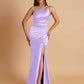 Sexy Soft Satin Mermaid One Shoulder Floor-Length Mermaid Bridesmaid Dresses