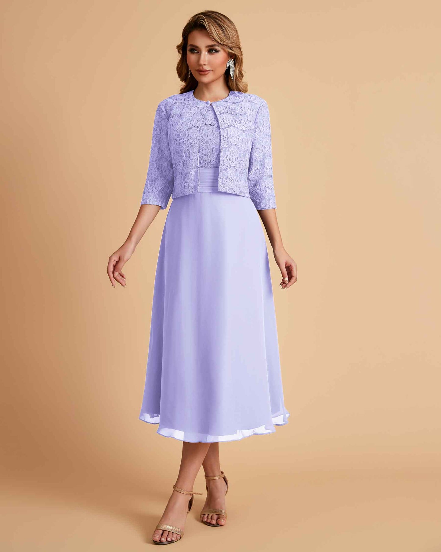 Elegant A-line Bateau Sleeveless Tea Length Mother of the Brides Dresses Online