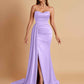 Elegant Soft Satin Sweetheart Strapless Side-Slit Mermaid Bridesmaid Dresses