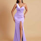 Gorgeous One Shoulder Soft Satin Side Slit Floor-Length Mermaid Bridesmaid Dresses