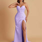 Elegant Soft Satin Mermaid V-neck Side Slit Floor-Length Bridesmaid Dresses Online