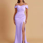 Sexy Soft Satin Mermaid Cold Shoulder Side Slit Floor-Length Bridesmaid Dresses Online