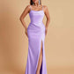 Gorgeous Spaghetti Straps Soft Satin Side Slit Floor-Length Mermaid Bridesmaid Dresses