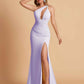 Sexy Mermaid One Shoulder Key Hole Bridesmaid Dresses Floor Length Bridal Party Dresses