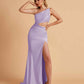 Sexy One-Shoulder Waist Cutout With High Split Floor-Length Bridesmaid Dresses