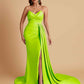 Sexy Soft Satin Mermaid V-neck Floor-Length Mermaid Bridesmaid Dresses