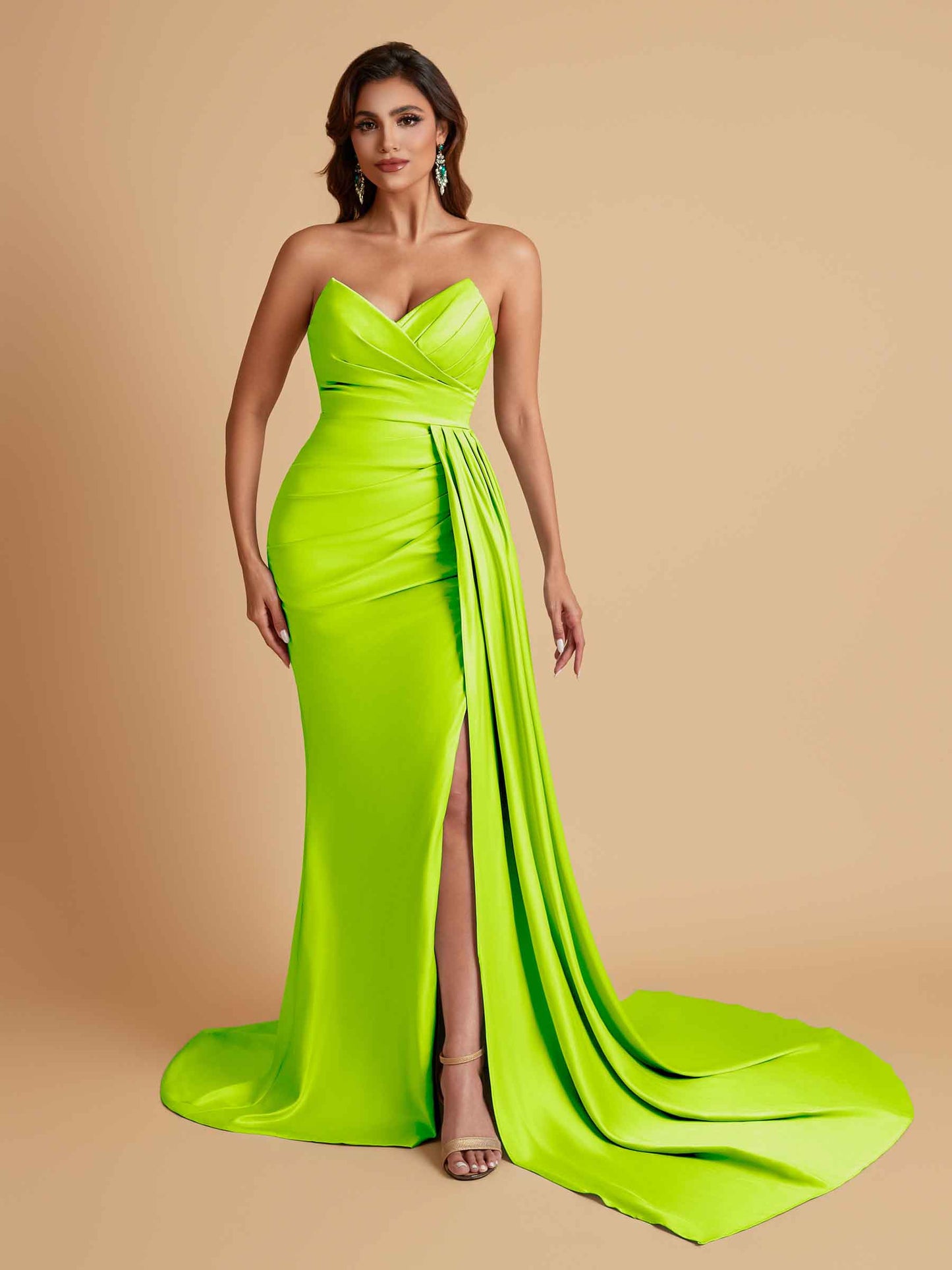 Sexy Soft Satin Mermaid V-neck Floor-Length Mermaid Bridesmaid Dresses