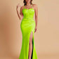 Sexy Soft Satin Mermaid Spaghetti Straps Side Slit Floor-Length Bridesmaid Dresses
