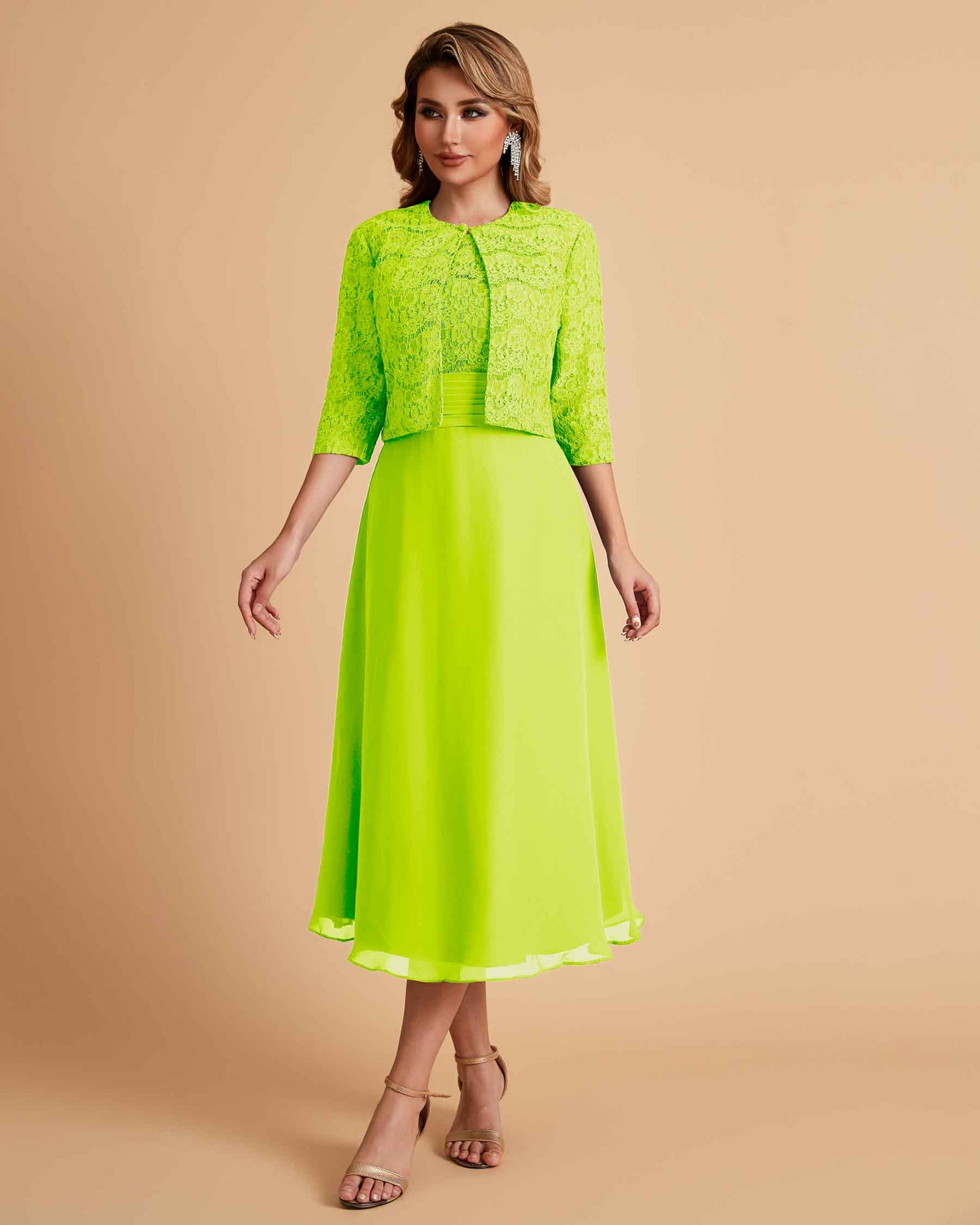 Elegant A-line Bateau Sleeveless Tea Length Mother of the Brides Dresses Online