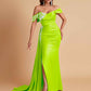 Elegant Soft Satin Mermaid Off Shoulder Floor-Length Mermaid Bridesmaid Dresses