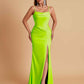 Gorgeous Spaghetti Straps Soft Satin Side Slit Floor-Length Mermaid Bridesmaid Dresses