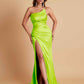 Gorgeous Strapless Soft Satin Side Slit Floor-Length Mermaid Bridesmaid Dresses