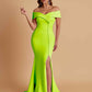 Elegant Soft Satin Mermaid Off Shoulder Side Slit Floor-Length Bridesmaid Dresses