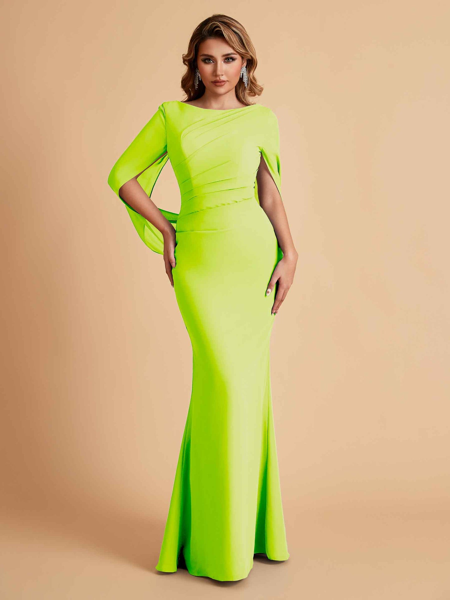 Elegant Mermaid Chiffon Half Sleeves Jewel Mother of the Brides Dresses Online