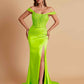 Sexy Soft Satin V-neck Off-the-shoulder Strapless Side-Slit Mermaid Bridesmaid Dresses