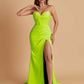 Elegant Soft Satin Mermaid V-neck Side Slit Floor-Length Bridesmaid Dresses Online