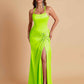 Gorgeous Square Criss Cross Soft Satin Side Slit Floor-Length Mermaid Bridesmaid Dresses