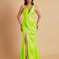 Sexy One Shoulder Soft Satin Side Slit Floor-Length Mermaid Bridesmaid Dresses