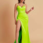 Simple Soft Satin Mermaid V-neck Floor-Length Mermaid Bridesmaid Dresses
