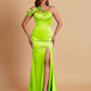 Elegant Soft Satin Sweetheart One Shoulder Side-Slit Mermaid Bridesmaid Dresses