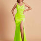Sexy Satin V-neck Side Slit Mermaid Floor Length Bridesmaid Dresses