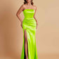 Elegant Soft Satin Strapless Split Side Mermaid Bridesmaid Dresses