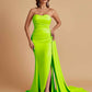 Simple Soft Satin Mermaid Strapless Floor-Length Mermaid Bridesmaid Dresses