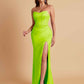Sexy Strapless Soft Satin Side Slit Floor-Length Mermaid Bridesmaid Dresses