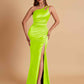 Sexy Soft Satin Mermaid One Shoulder Floor-Length Mermaid Bridesmaid Dresses