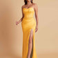 Sexy Strapless Soft Satin Side Slit Floor-Length Mermaid Bridesmaid Dresses