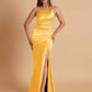 Sexy Soft Satin Mermaid One Shoulder Floor-Length Mermaid Bridesmaid Dresses