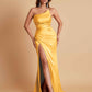 Gorgeous Strapless Soft Satin Side Slit Floor-Length Mermaid Bridesmaid Dresses