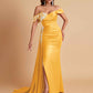 Elegant Soft Satin Mermaid Off Shoulder Floor-Length Mermaid Bridesmaid Dresses