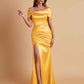 Elegant Soft Satin Off-the-shoulder Side-Slit Mermaid Bridesmaid Dresses
