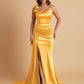 Elegant Soft Satin Mermaid Bowknot Floor-Length Mermaid Bridesmaid Dresses