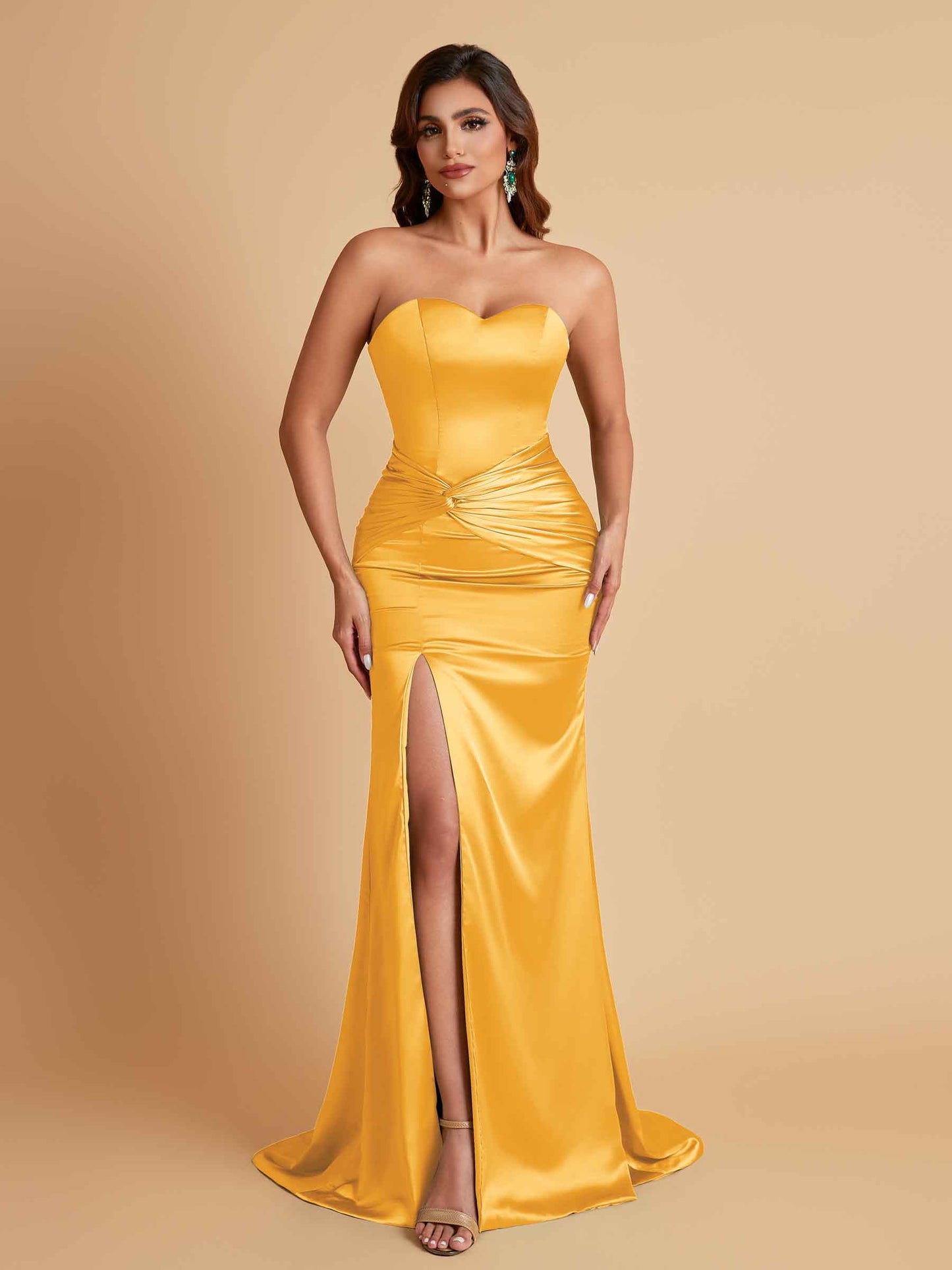 Sexy Soft Satin Mermaid Sweetheart Floor-Length Mermaid Bridesmaid Dresses