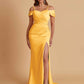 Sexy Soft Satin Mermaid Cold Shoulder Side Slit Floor-Length Bridesmaid Dresses Online