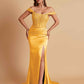 Sexy Soft Satin V-neck Off-the-shoulder Strapless Side-Slit Mermaid Bridesmaid Dresses