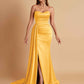 Elegant Soft Satin Sweetheart Strapless Side-Slit Mermaid Bridesmaid Dresses