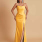 Gorgeous Spaghetti Straps Soft Satin Side Slit Floor-Length Mermaid Bridesmaid Dresses