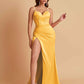 Simple Soft Satin Mermaid V-neck Floor-Length Mermaid Bridesmaid Dresses