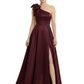 Luxury Bow Black Formal Dress One-Shoulder A-Line Gowns with Sexy Side Slit 2026